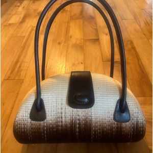 LE Sac Original Handwoven Rattan bag with Double Vegan Leather Handles a…